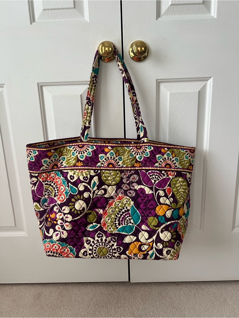 Vera Bradley “Crazy Plum” Quilted Floral Patterned Tote